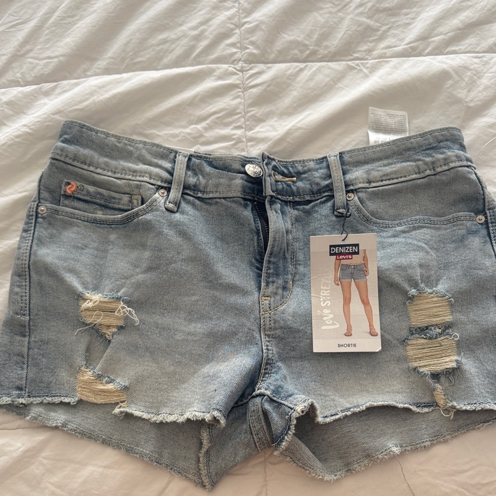 Denizen from Levi's Women's Distressed Light Blue Jean Shorts